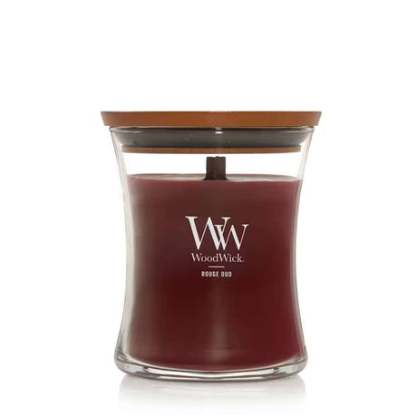 Medium WoodWick Scented Soy Candle - Rouge Oud - Funky Gifts NZ