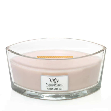 Ellipse WoodWick Scented Soy Candle - Vanilla & Sea Salt - Funky Gifts NZ