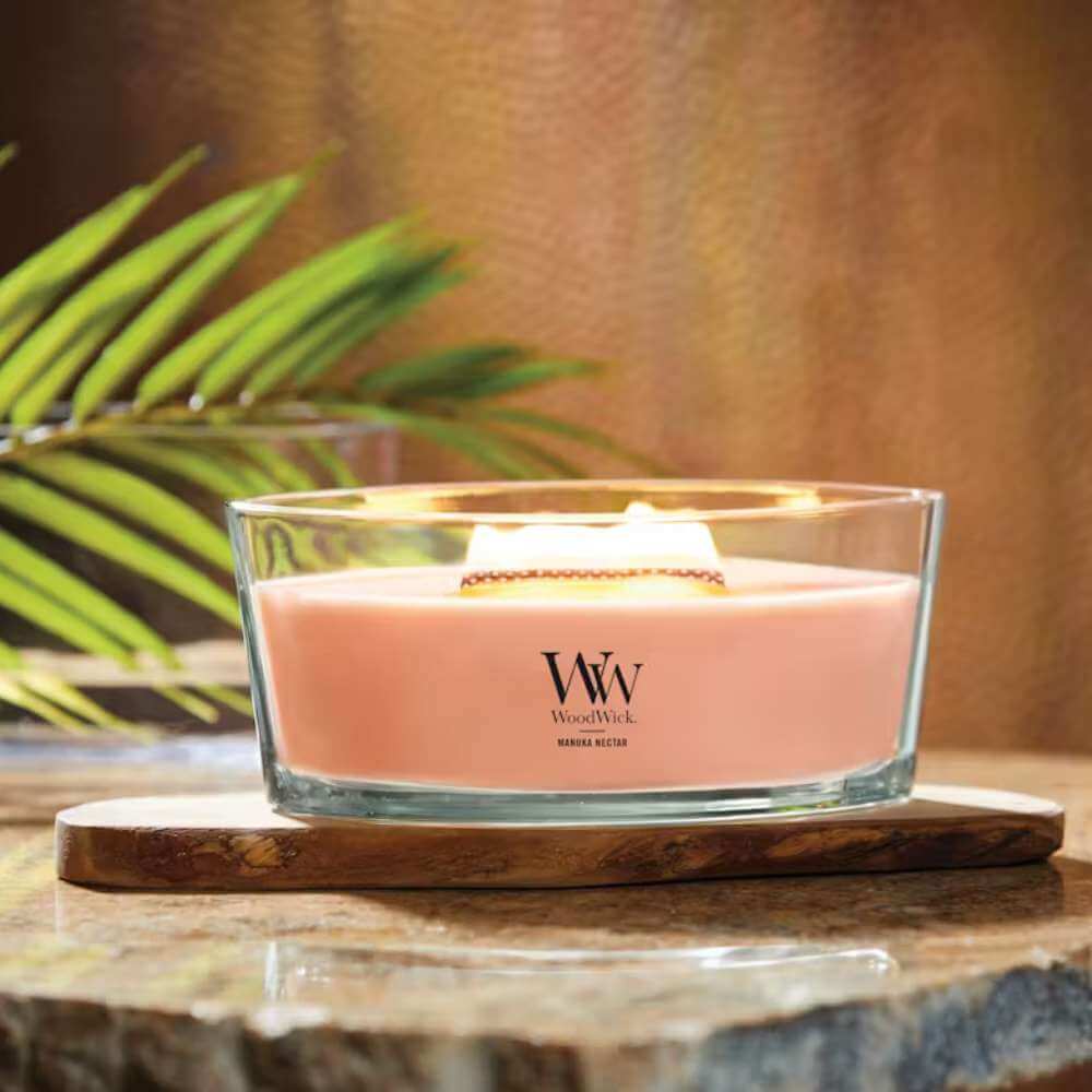 Ellipse WoodWick Scented Soy Candle - Manuka Nectar - Funky Gifts NZ