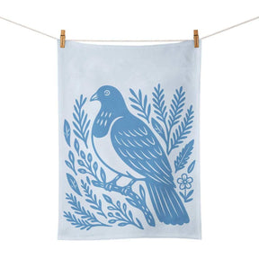 Woodcut Kereru Tea Towel - Funky Gifts NZ