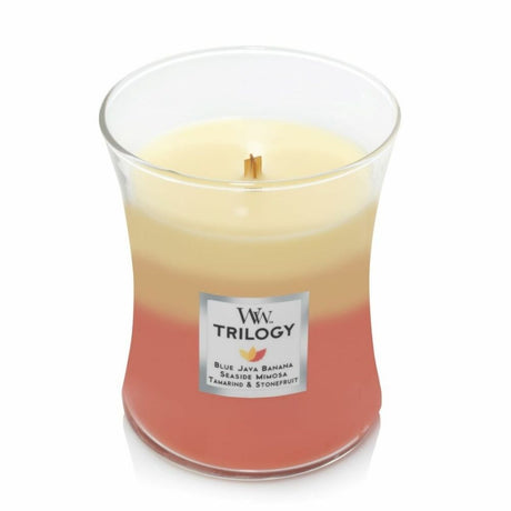 Medium Trilogy WoodWick Scented Soy Candle - Tropical Sunrise - Funky Gifts NZ