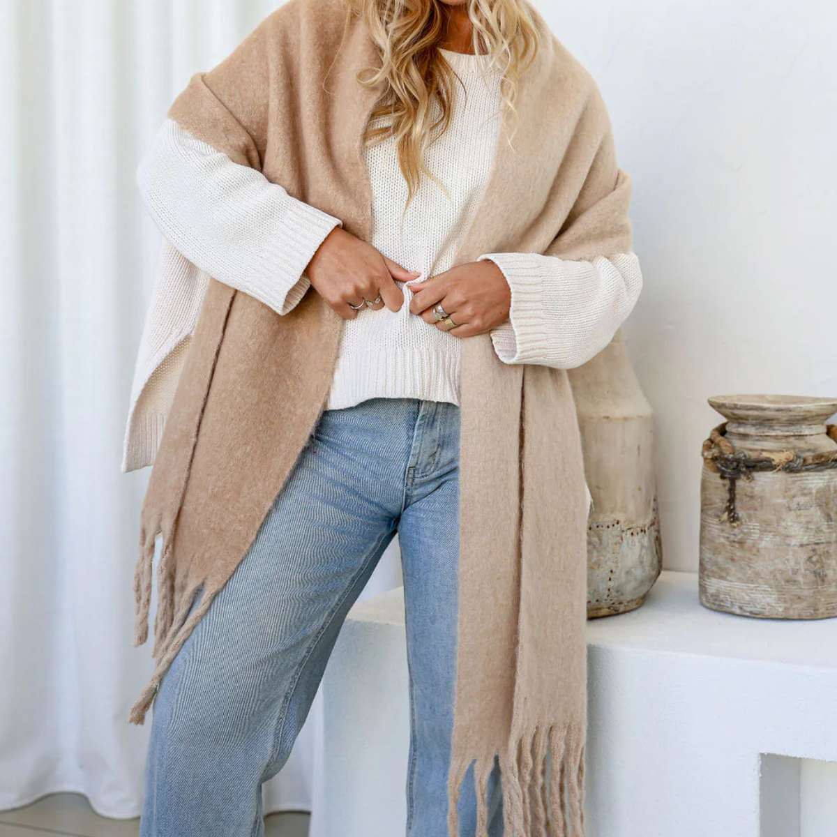 Wrap Scarf - Biscuit - Funky Gifts NZ