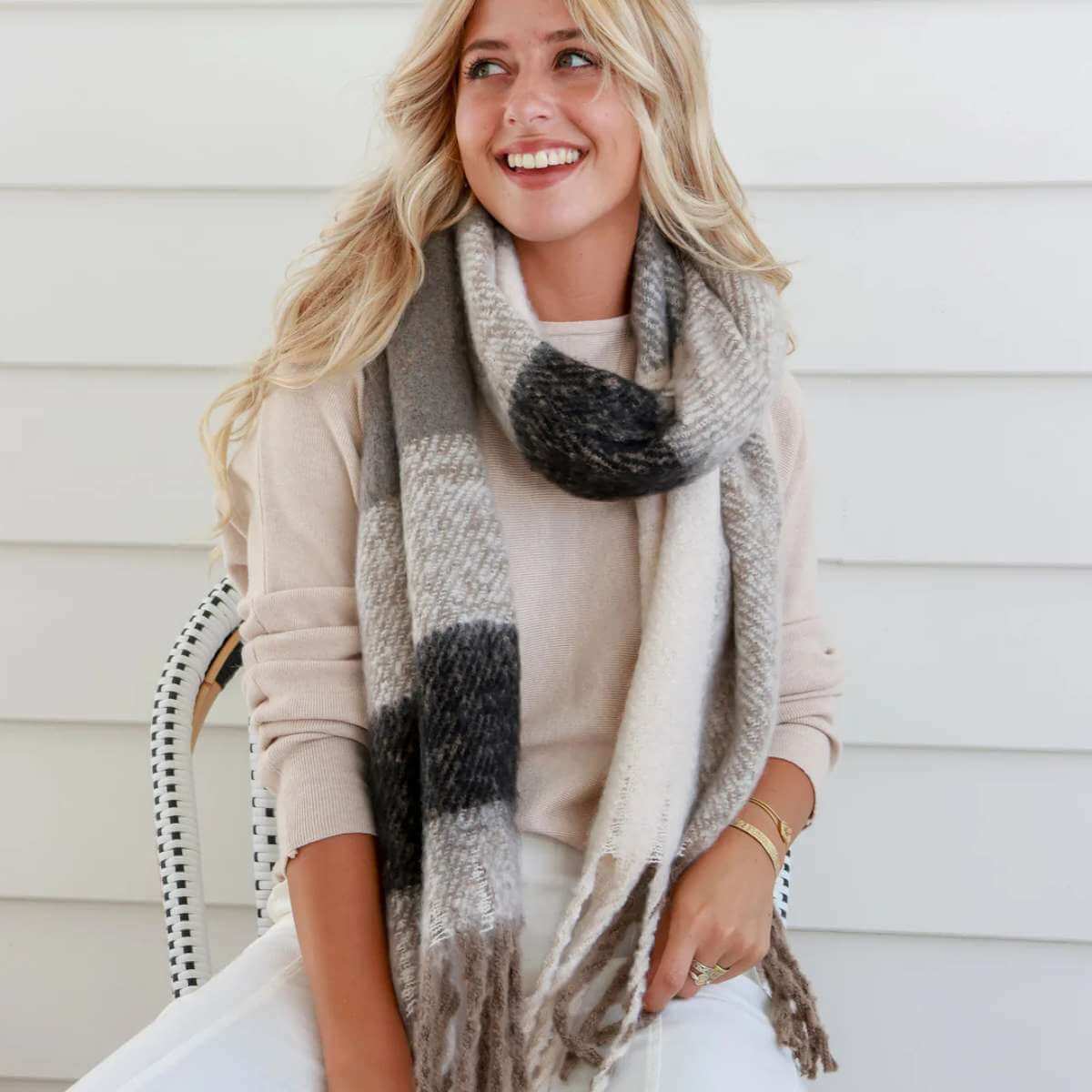 Wrap Scarf - Natural - Funky Gifts NZ
