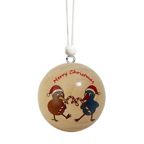 Natural Dancing Kiwi & Pukeko Hanging Decoration - Funky Gifts NZ