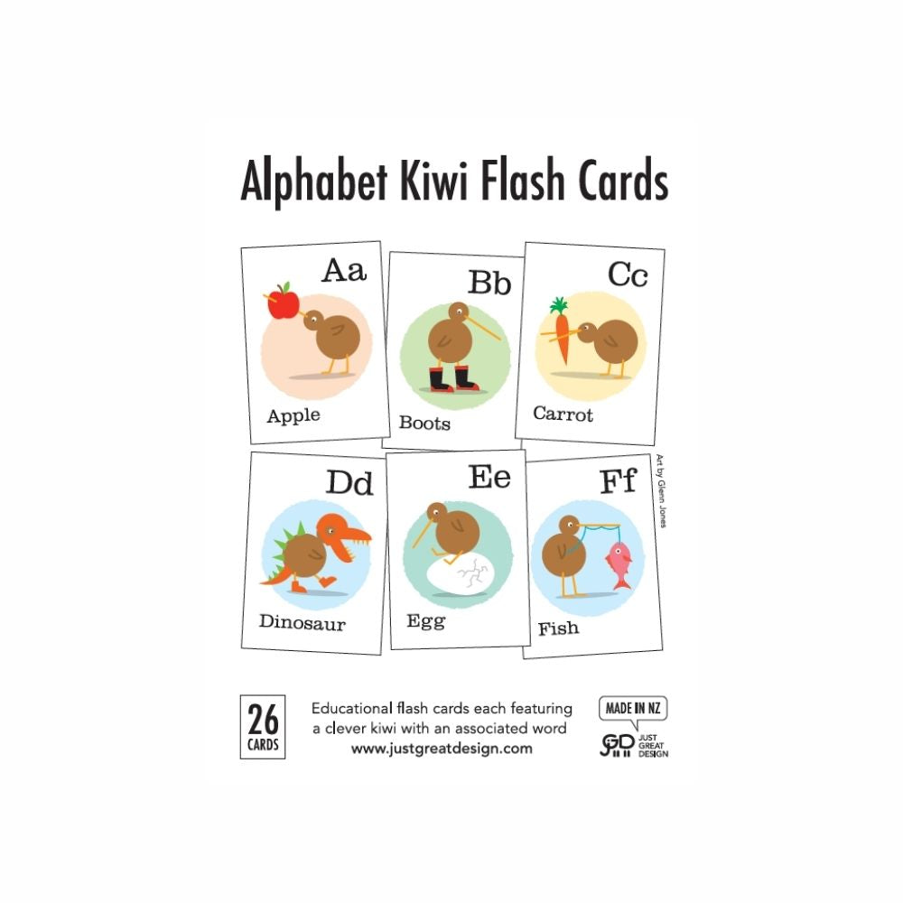 Alphabet Kiwi Flash Cards - Funky Gifts NZ