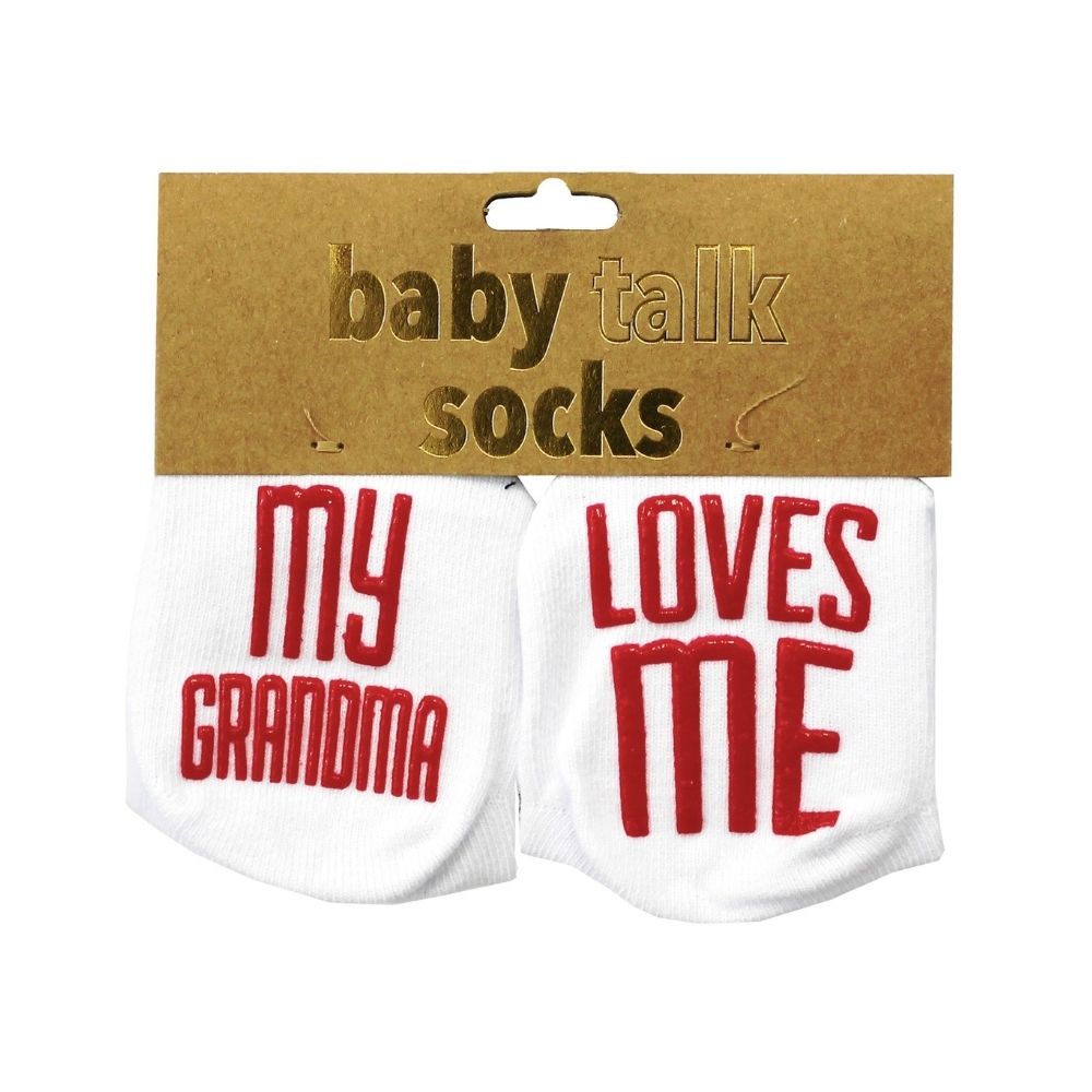 Baby Talk Socks - Grandma Loves Me - Funky Gifts NZ