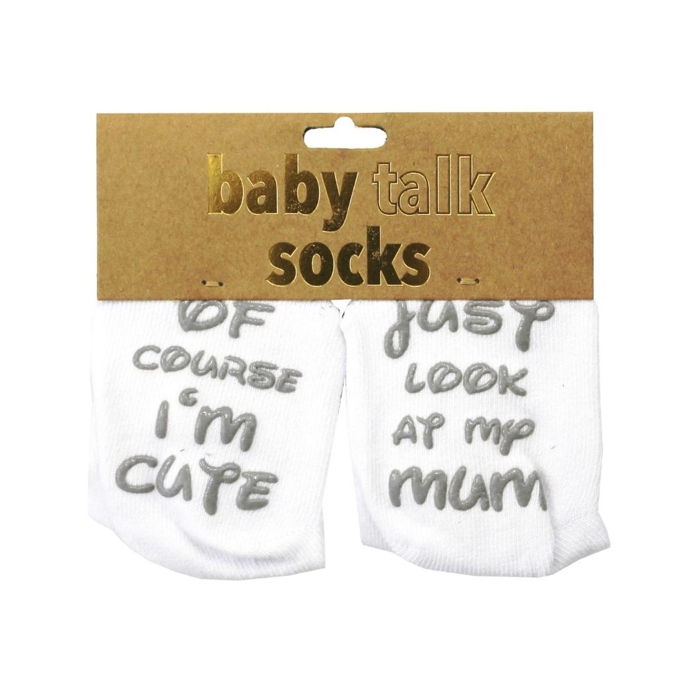 Baby Talk Socks - Of Course I'm Cute - Funky Gifts NZ