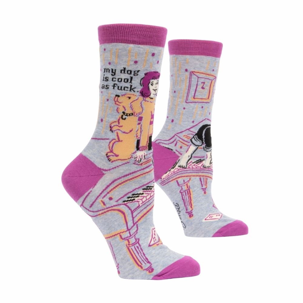 Blue Q Socks – Women's Crew – My Dog Is Cool As F**k - Funky Gifts NZ