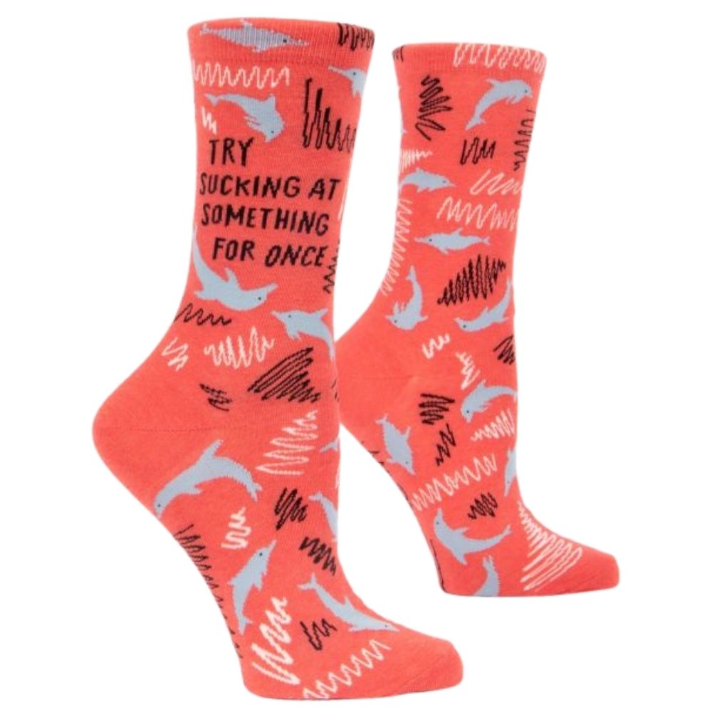 Blue Q Socks - Women's Crew - Try Sucking at Something For Once - Funky Gifts NZ