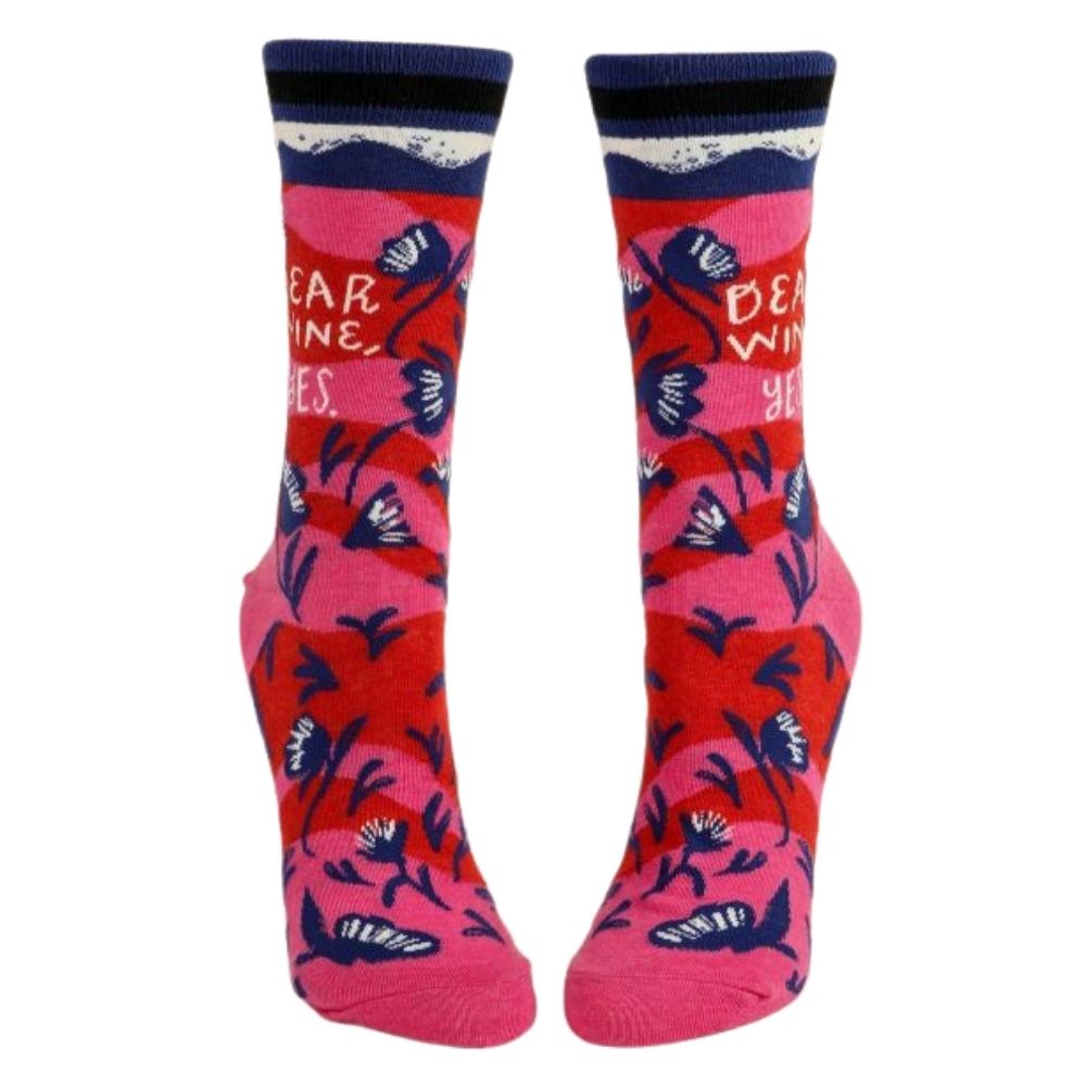 Blue Q Socks - Women's Crew - Dear Wine, Yes - Funky Gifts NZ