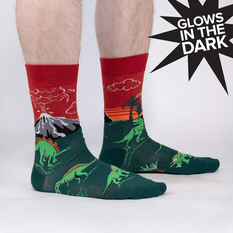 Sock It To Me - Men's Crew Socks - Dinosaur Days (Glows-in-the-Dark) - Funky Gifts NZ