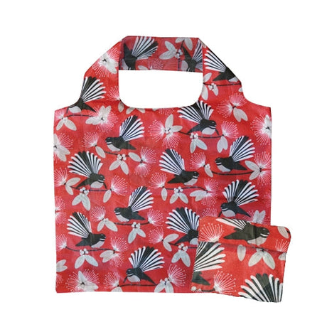 Fold Out Bag Flirting Fantails Red - Funky Gifts NZ