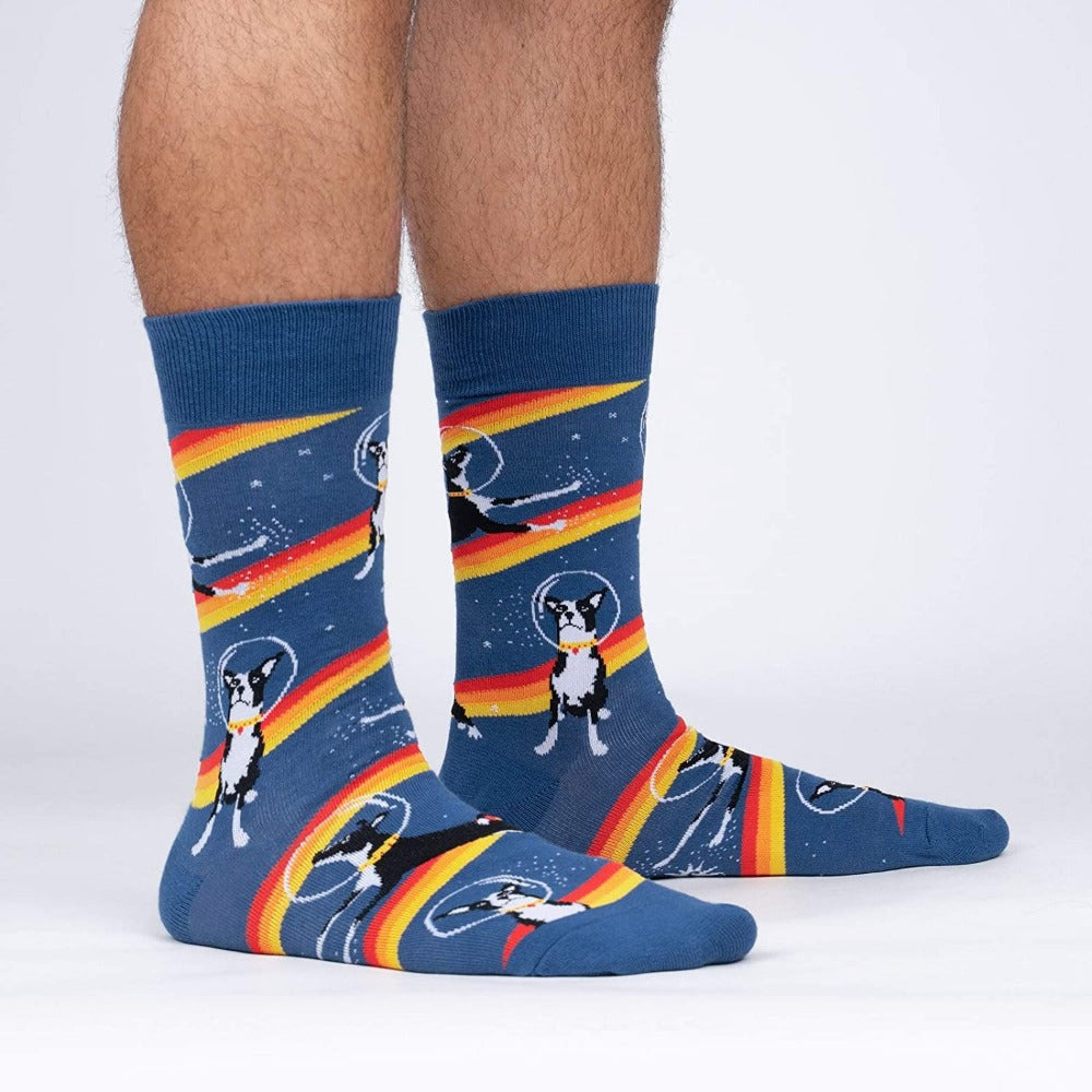 Sock It To Me Socks - Men's Crew - Astro Puppy - Funky Gifts NZ