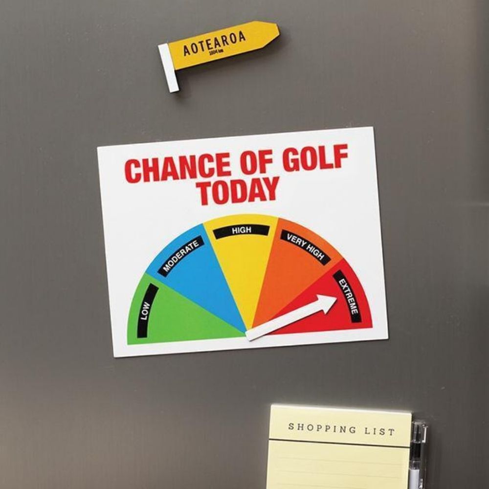 Chance of Golf Today O-Meter Large Fridge Magnet - Funky Gifts NZ