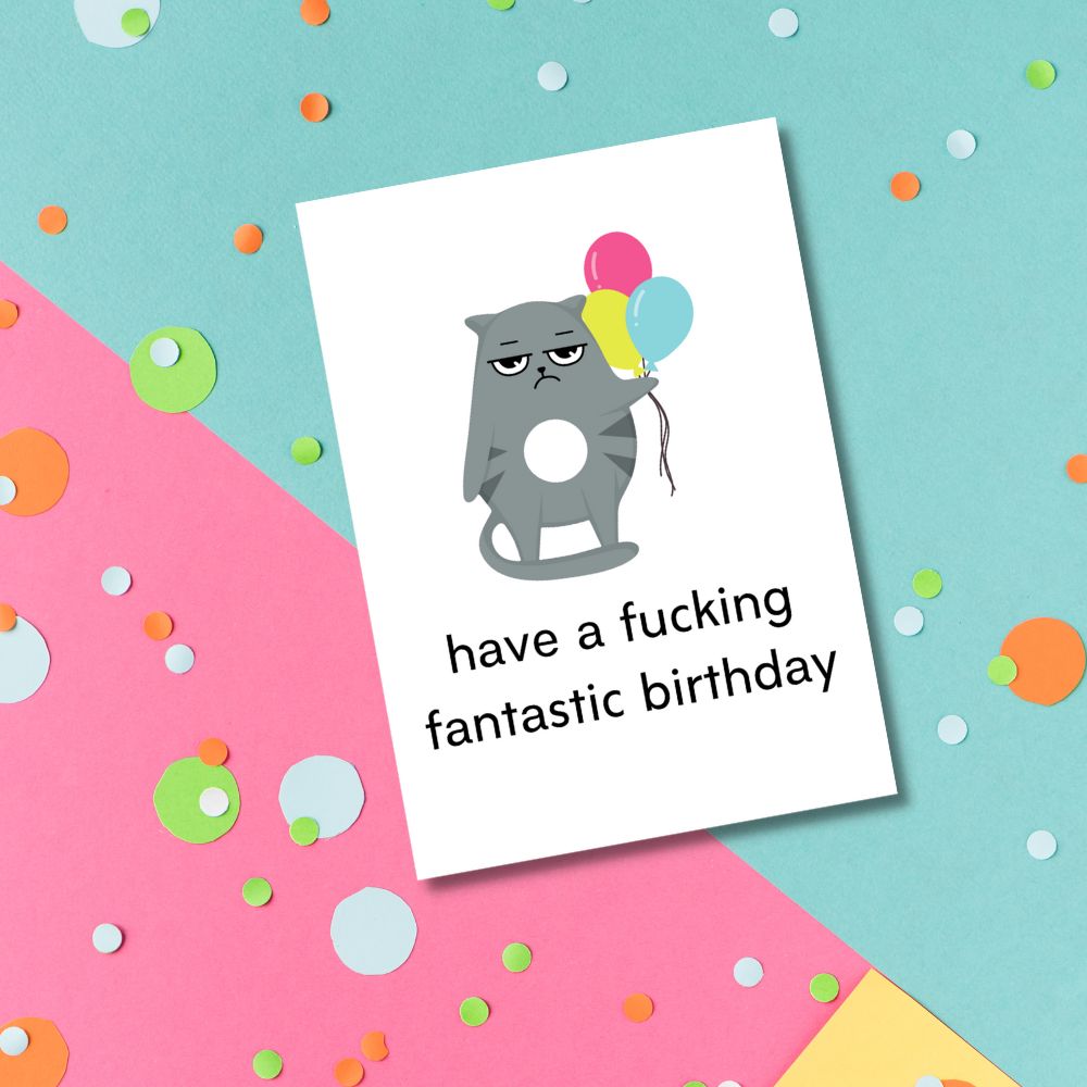 Greeting Card - Fantastic Birthday Cat - Funky Gifts NZ