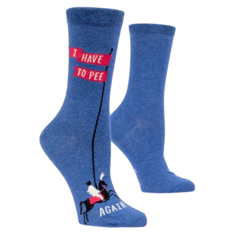 Blue Q Socks - Women's Crew - I Have to Pee...Again - Funky Gifts NZ