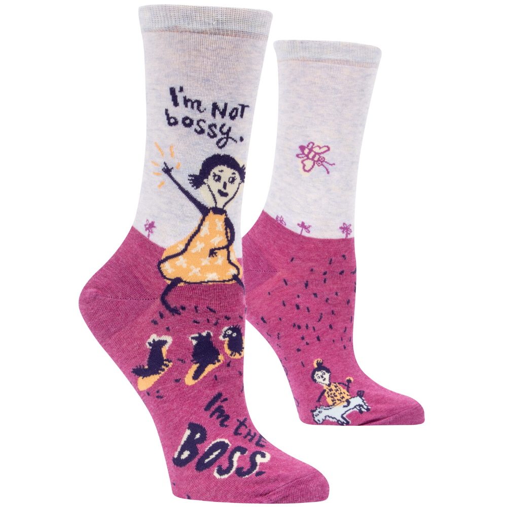 Blue Q Socks – Women's Crew – I'm Not Bossy - Funky Gifts NZ