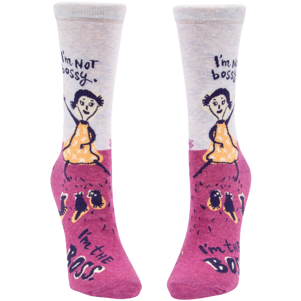 Blue Q Socks – Women's Crew – I'm Not Bossy - Funky Gifts NZ