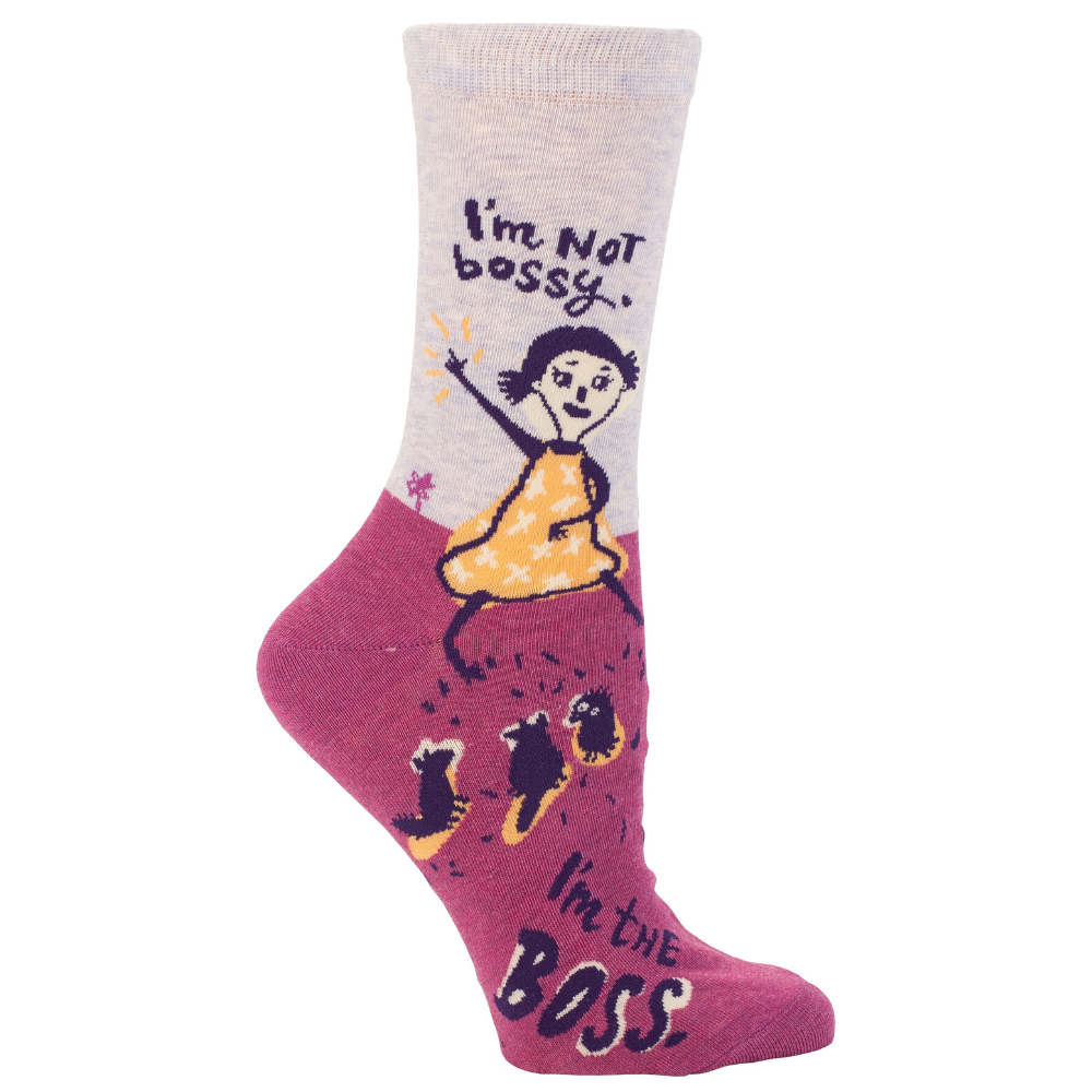 Blue Q Socks – Women's Crew – I'm Not Bossy - Funky Gifts NZ