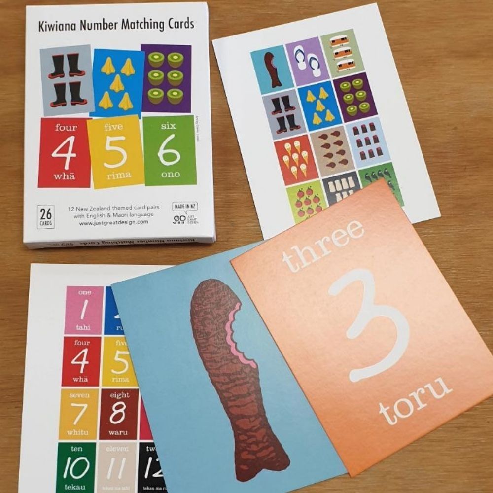 Kiwiana Number Matching Cards - English & Maori - Funky Gifts NZ