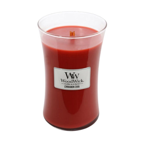 Large WoodWick Scented Soy Candle - Cinnamon Chai - Funky Gifts NZ