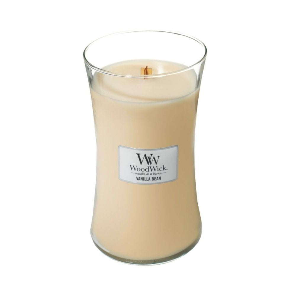 Large WoodWick Scented Soy Candle - Vanilla Bean - Funky Gifts NZ