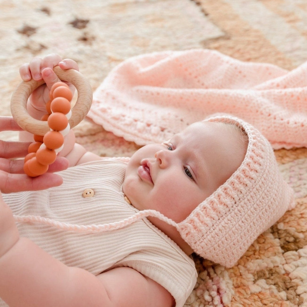 Organic Beechwood Teether Toy - Cinnamon - Funky Gifts NZ