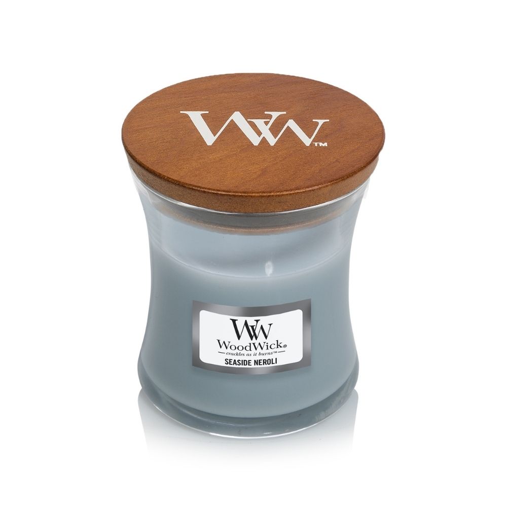 Medium WoodWick Scented Soy Candle - Seaside Neroli - Funky Gifts NZ