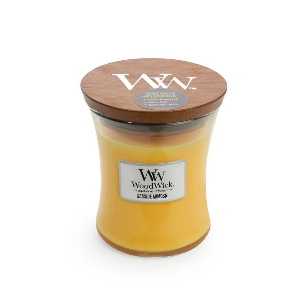 Medium WoodWick Scented Soy Candle - Seaside Mimosa - Funky Gifts NZ