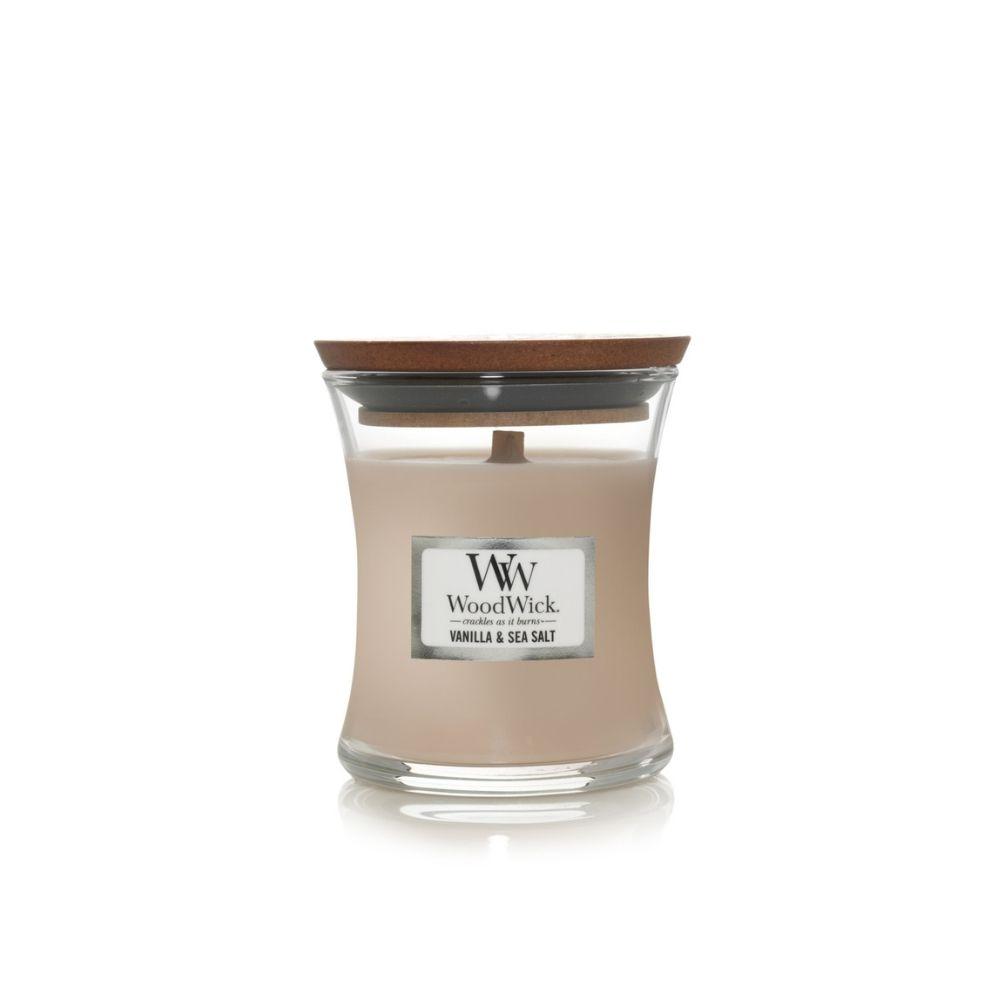 Small WoodWick Scented Soy Candle - Vanilla & Sea Salt - Funky Gifts NZ