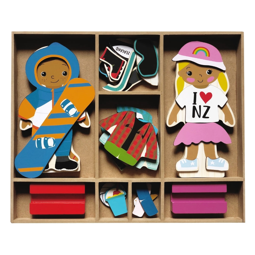 Kiwi Kids Wooden Dress Up Set - Tane & Ruby - Funky Gifts NZ