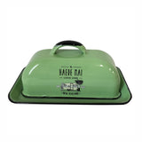 Haere Mai Enamel Butter Dish - Mint - Funky Gifts NZ