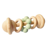 Organic Beechwood & Silicone Rattle - Sage - Funky Gifts NZ