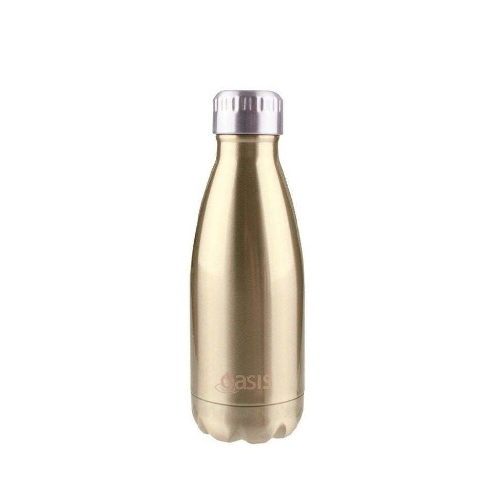 Oasis Stainless Steel Bottle 350ml - Champagne - Funky Gifts NZ