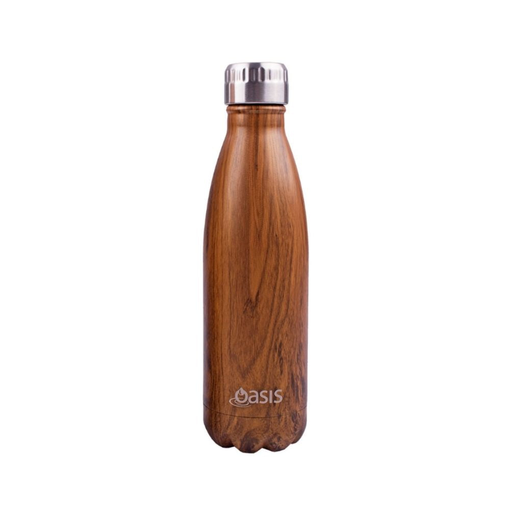 Oasis Stainless Steel Deluxe Bottle 500ml - Teak - Funky Gifts NZ