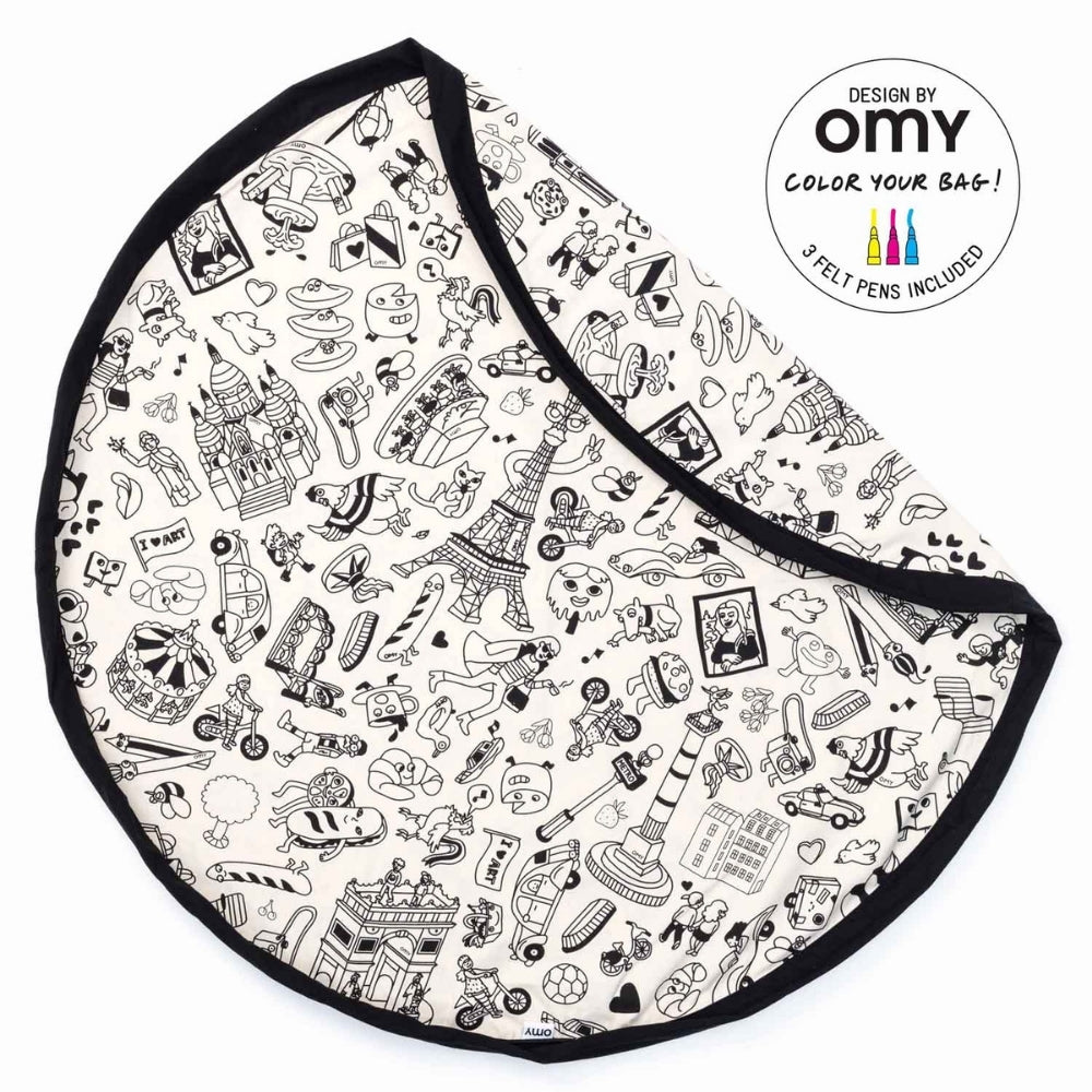 Play and Go Storage Bag - Colour In Paris - Funky Gifts NZ