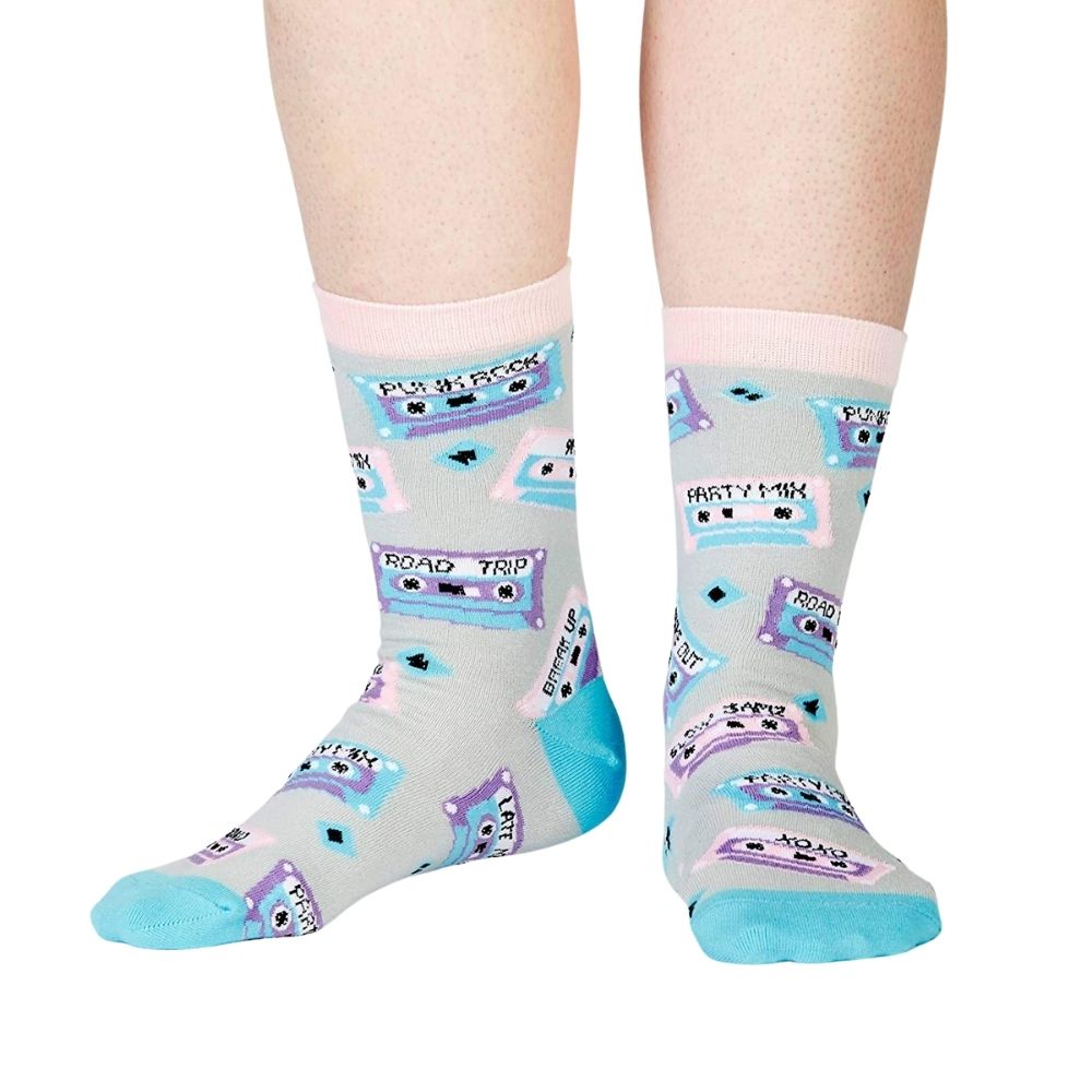 Sock It To Me - Women's Crew Socks - Mixtapes - Funky Gifts NZ