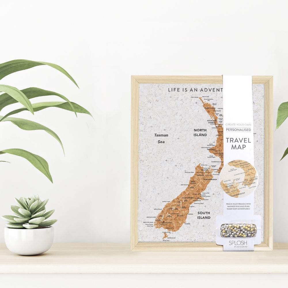 New Zealand Desk Travel Map - Pin Board - Funky Gifts NZ