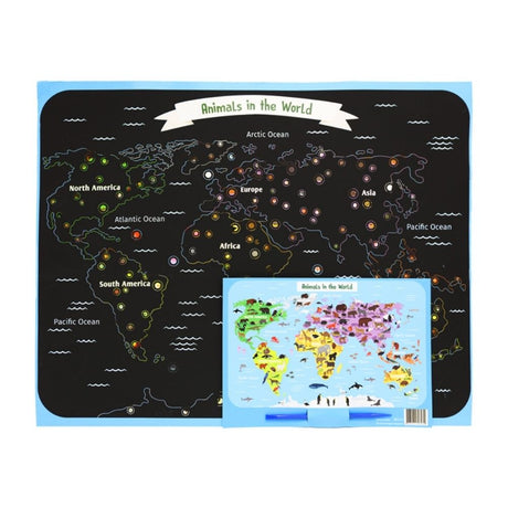 Kid's Scratch Map - Animals in the World - Funky Gifts NZ