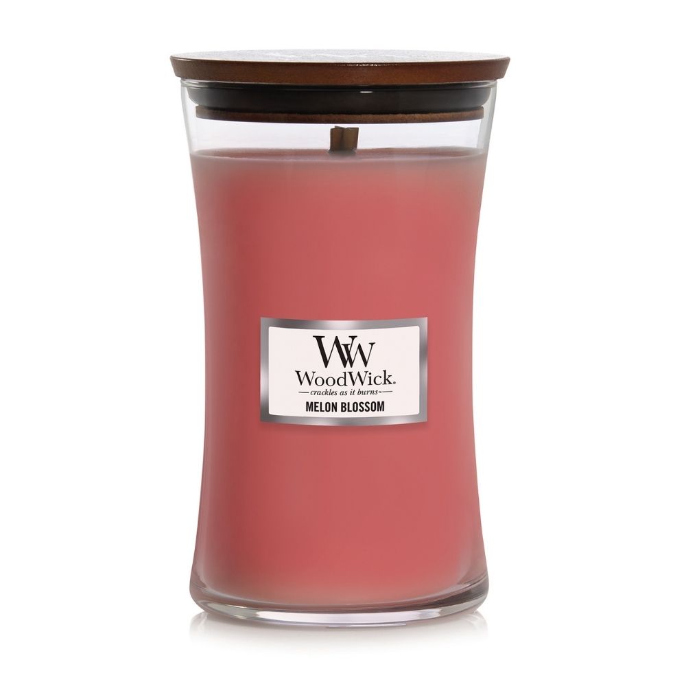 Large WoodWick Scented Soy Candle - Melon Blossom - Funky Gifts NZ