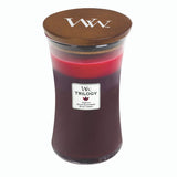 Large Trilogy WoodWick Scented Soy Candle - Sun Ripened Berries - Funky Gifts NZ