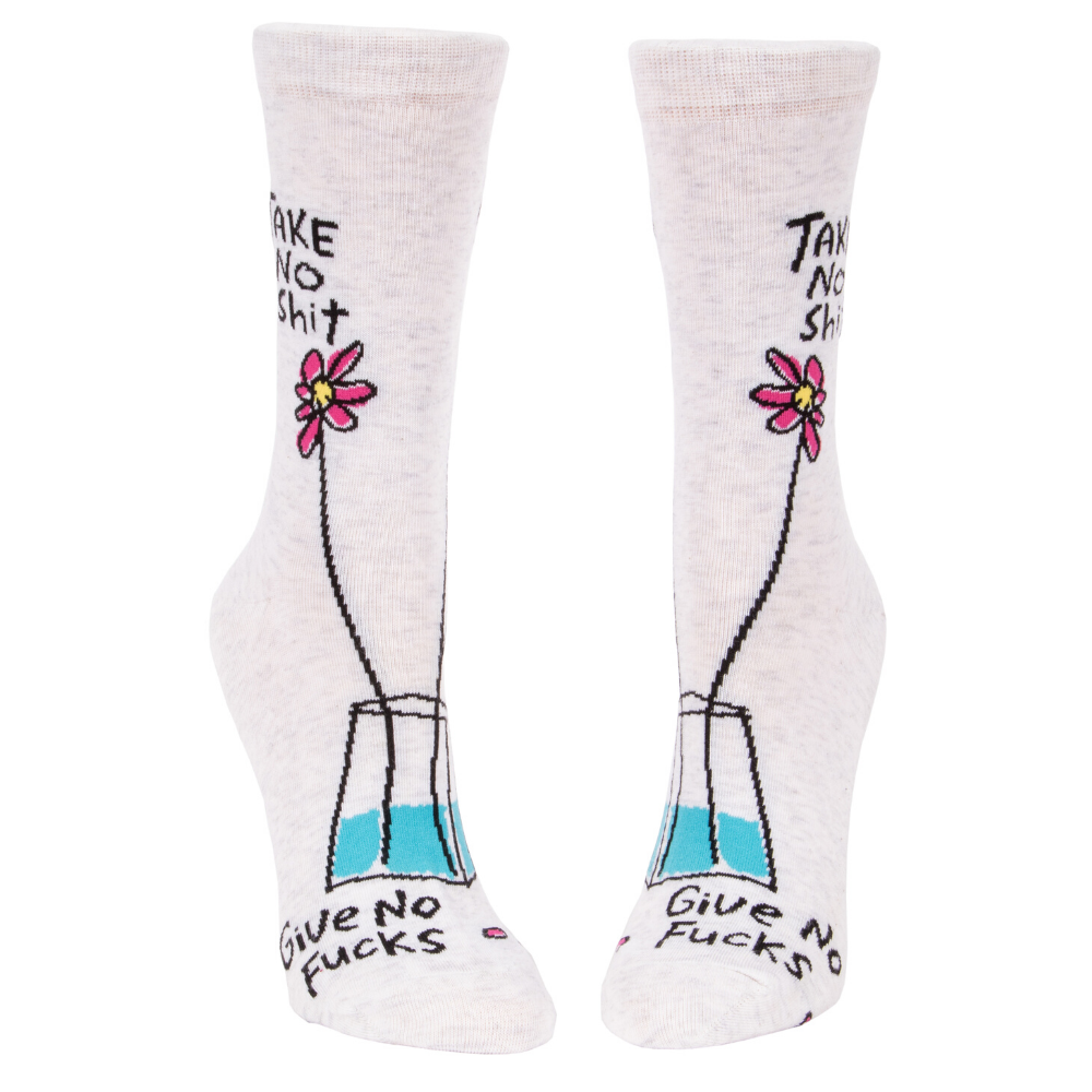 Blue Q Socks – Women's Crew – Take No Sh*t - Funky Gifts NZ