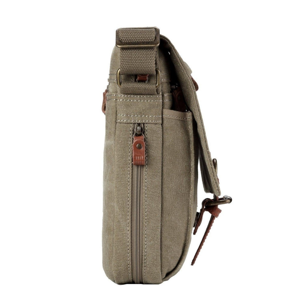 Troop London Classic Canvas Across Body Bag - Khaki TRP0211 - Funky Gifts NZ