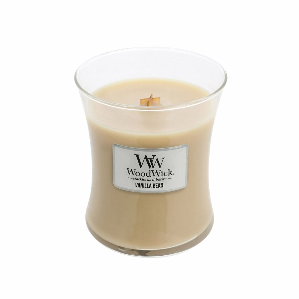 Medium WoodWick Scented Soy Candle - Vanilla Bean - Funky Gifts NZ