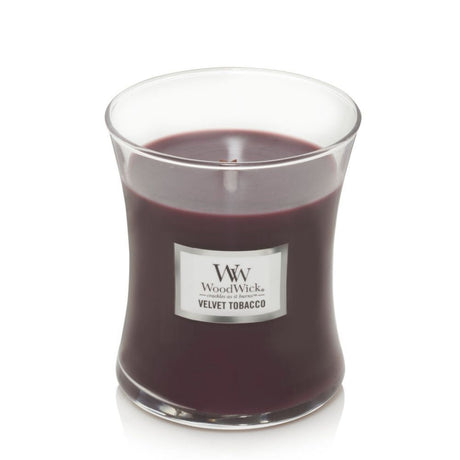 Medium WoodWick Scented Soy Candle - Velvet Tobacco - Funky Gifts NZ