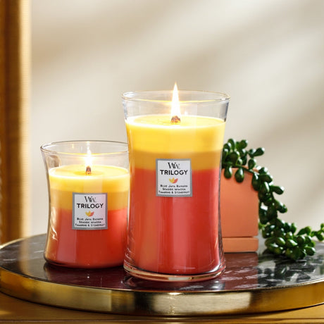 Large Trilogy WoodWick Scented Soy Candle - Tropical Sunrise - Funky Gifts NZ