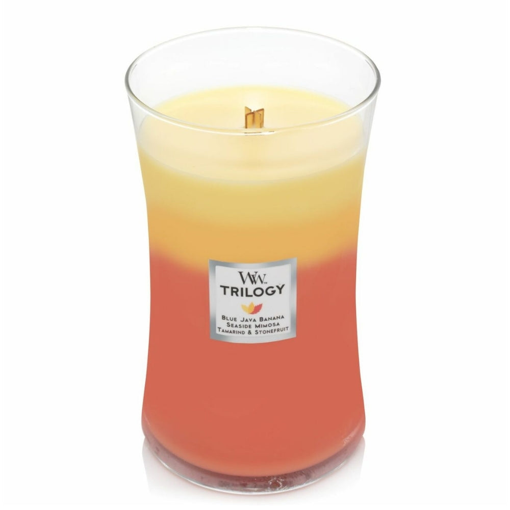 Large Trilogy WoodWick Scented Soy Candle - Tropical Sunrise - Funky Gifts NZ