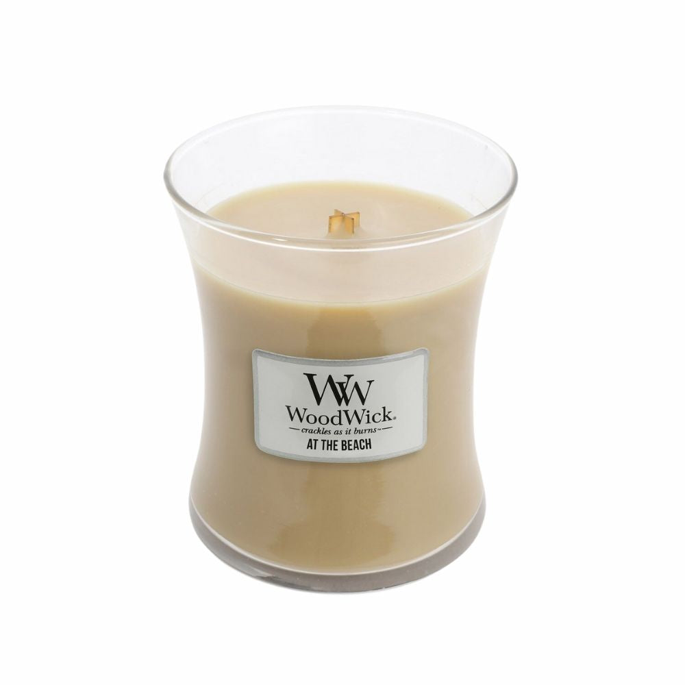 Medium WoodWick Scented Soy Candle - At The Beach - Funky Gifts NZ