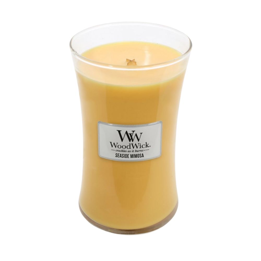 Large WoodWick Scented Soy Candle - Seaside Mimosa - Funky Gifts NZ