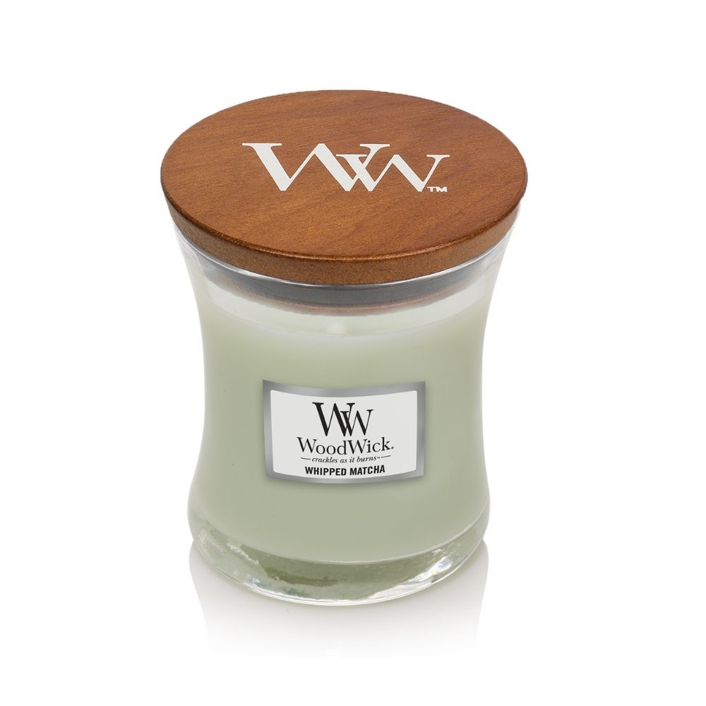 Medium WoodWick Scented Soy Candle - Whipped Matcha - Funky Gifts NZ